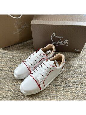 CHRISTIAN LOUBOUTIN Vieirissima two-tone leather sneakers White women size 8.5